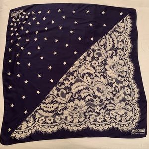 Moschino Cheap and Chic Dark Blue Silk Scarf